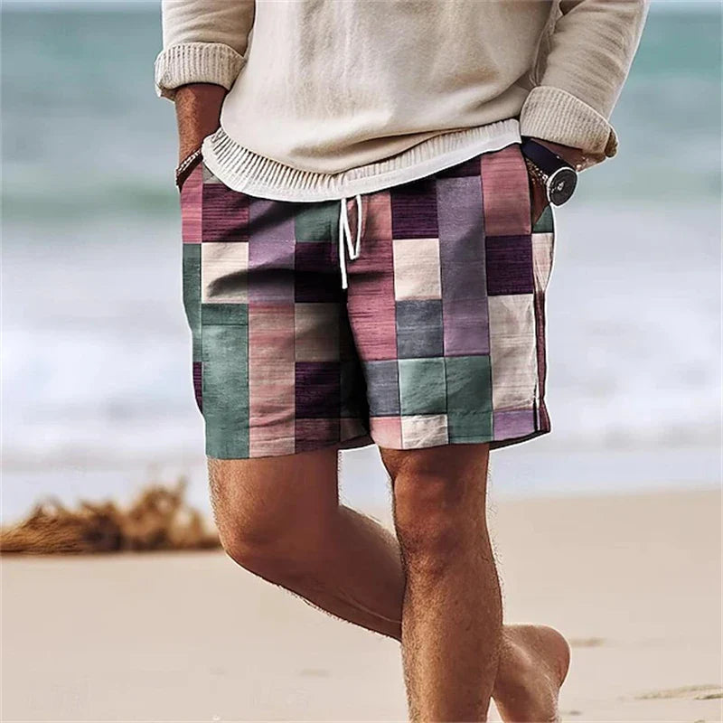 Loris™ | Pantaloncini Estivi da Uomo con Stampa 3D a Quadri